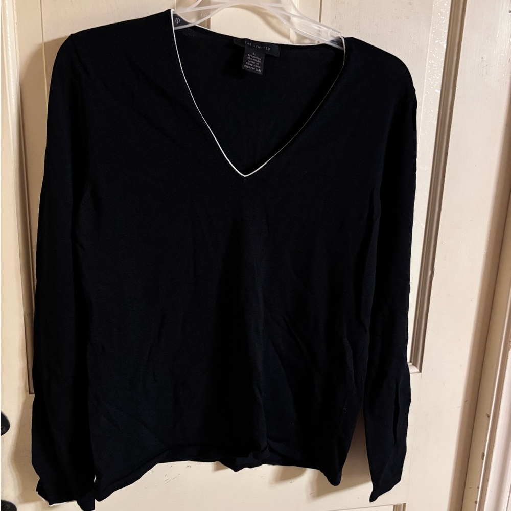 Black V-Neck Women's Top